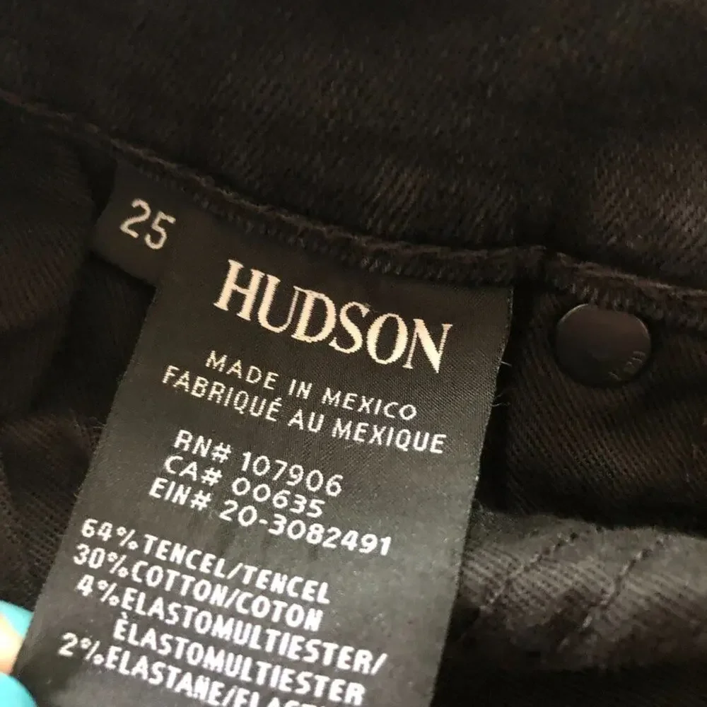 Hudson Jeans Barbara Womens 25 Black Raw Hem High Waist Skinny Casual Goth - Picture 14 of 14